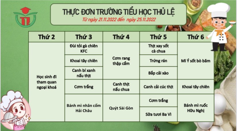 Thực đơn tuần 4 - Tháng 11