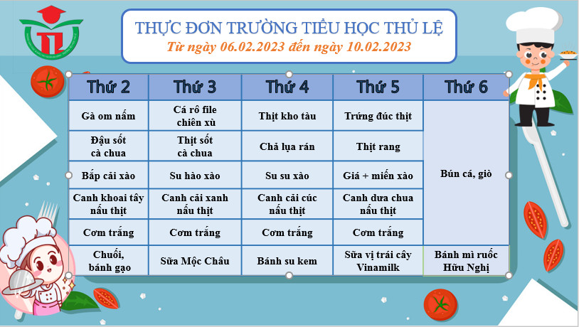 Thực đơn tuần 2 - Tháng 2