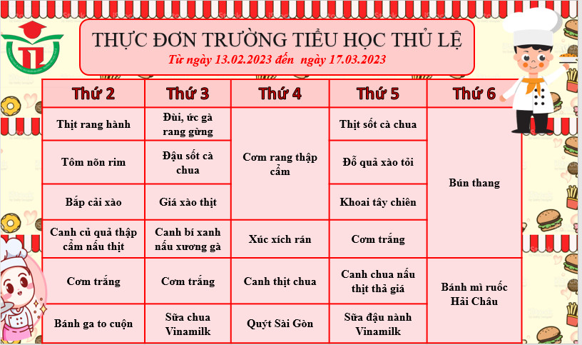 Thực đơn tuần 3 - Tháng 2