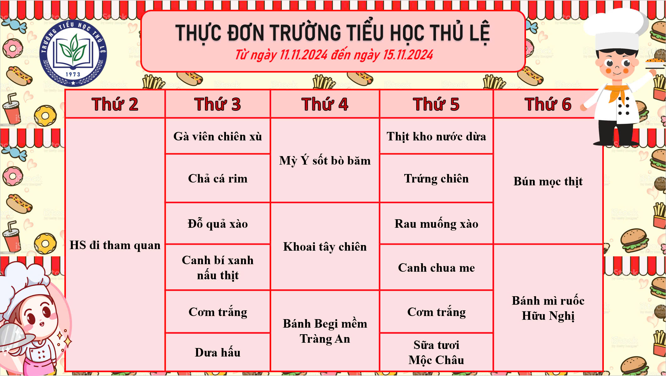 Thực đơn tuần 2 - Tháng 11/2024