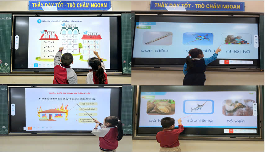 Học sinh khối 1 trường Tiểu học Thủ Lệ phấn khởi và tự hào khi được học tập trong một ngôi trường hiện đại “ Trường học Thông minh”.