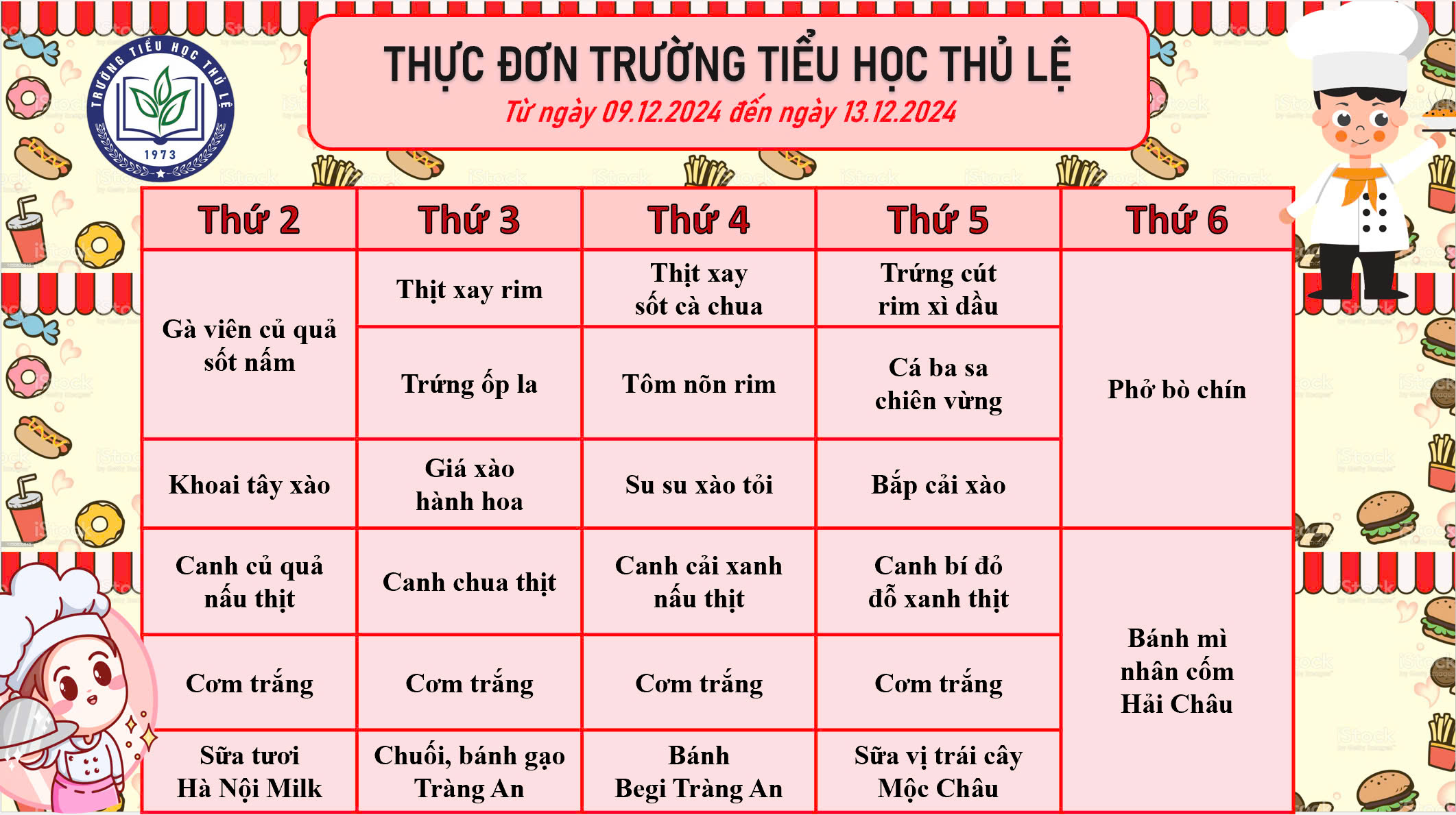Thực đơn tuần 2 - Tháng 12/2024