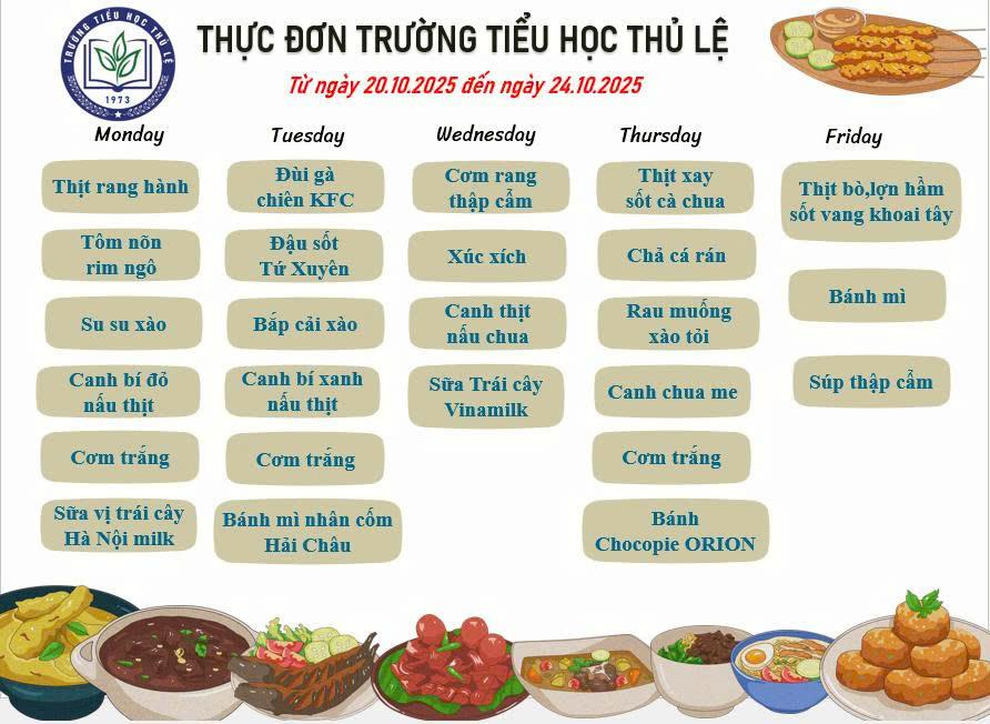 Thực đơn tuần 4 - Tháng 10/2025