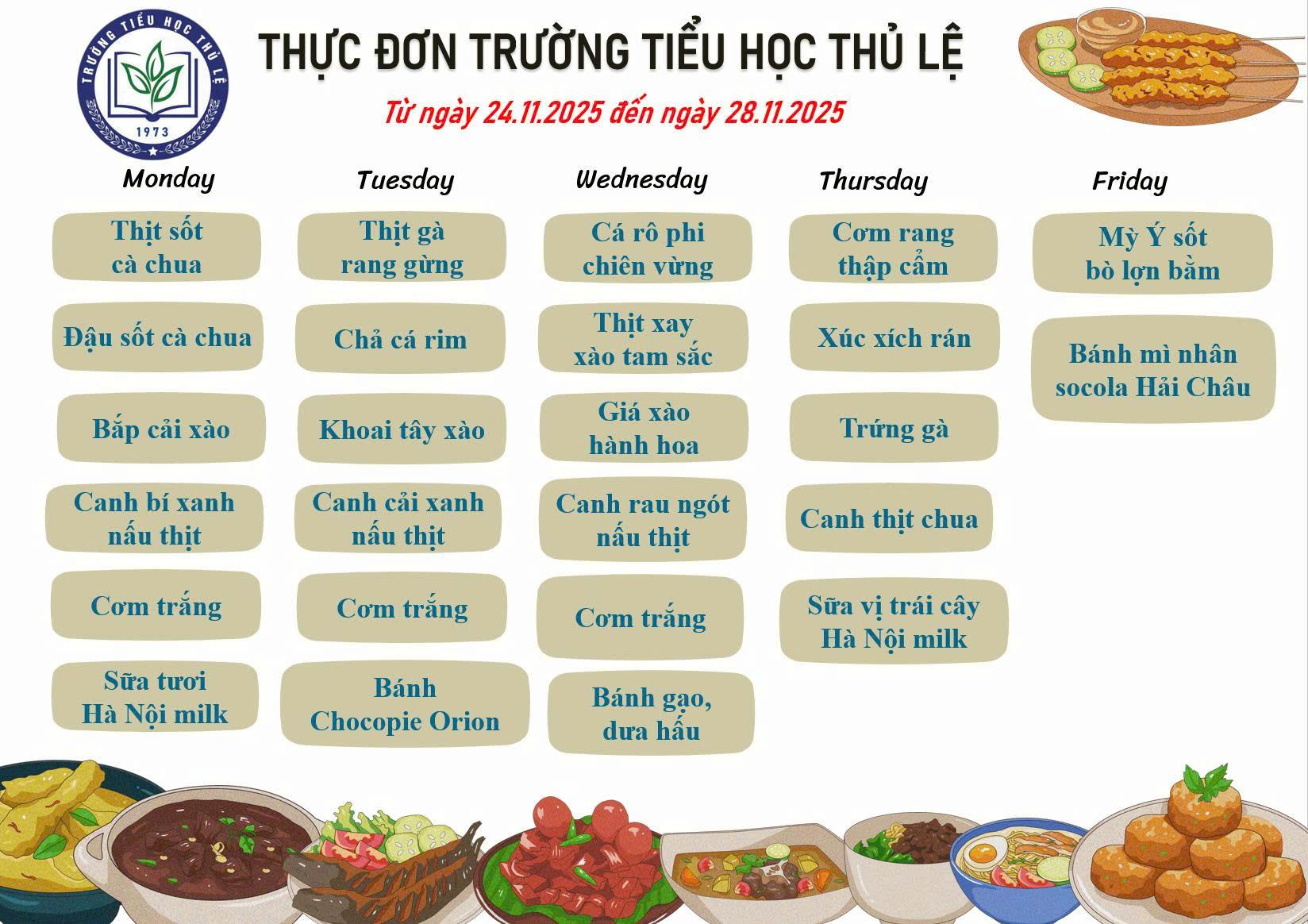 Thực đơn tuần 4 - Tháng 11/2025