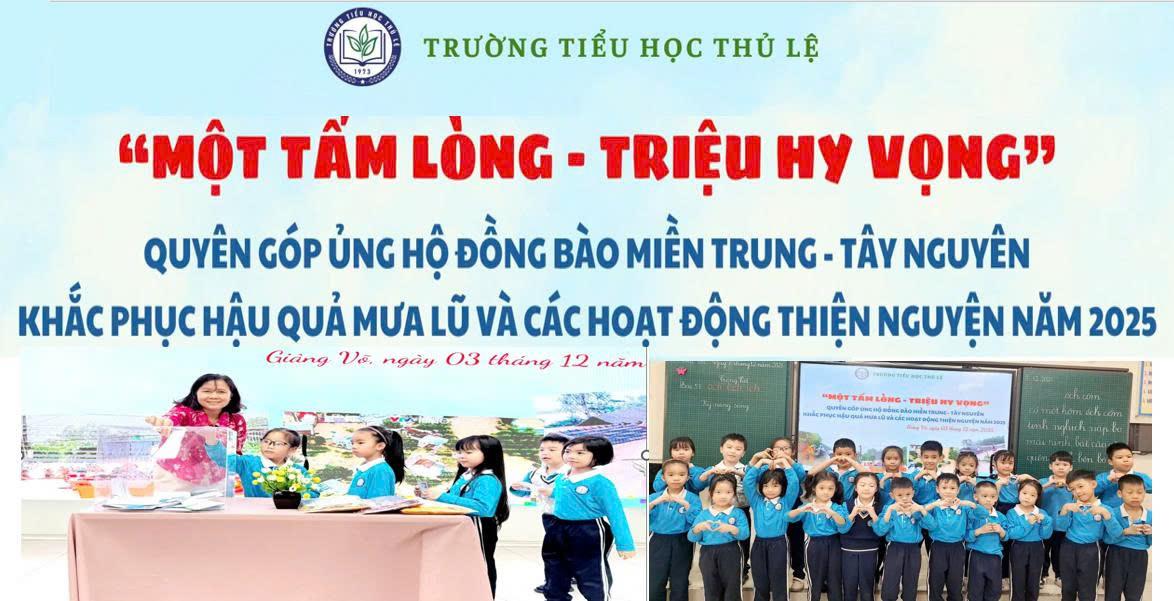 Lớp 1B chung tay lan tỏa yêu thương – Một tấm lòng, triệu hy vọng, hướng về đồng bào miền Trung và Tây Nguyên.
