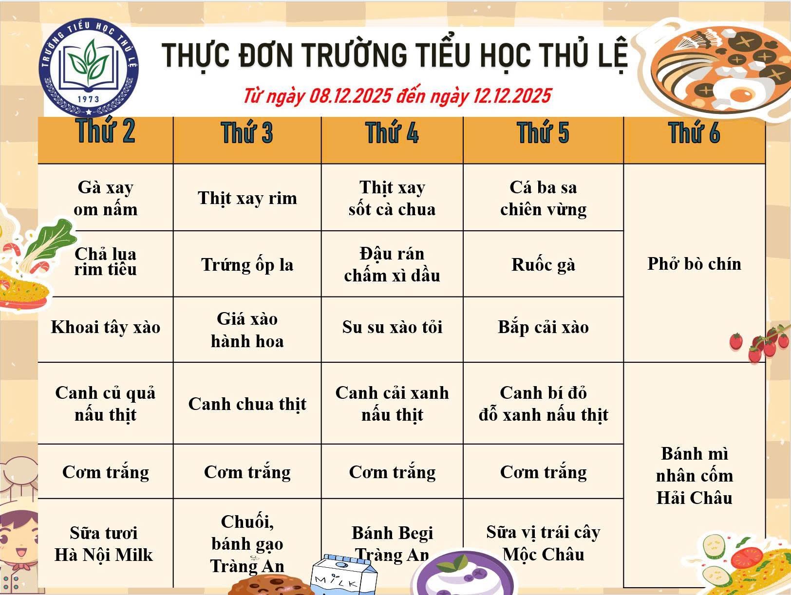 Thực đơn tuần 2 - Tháng 12/2025
