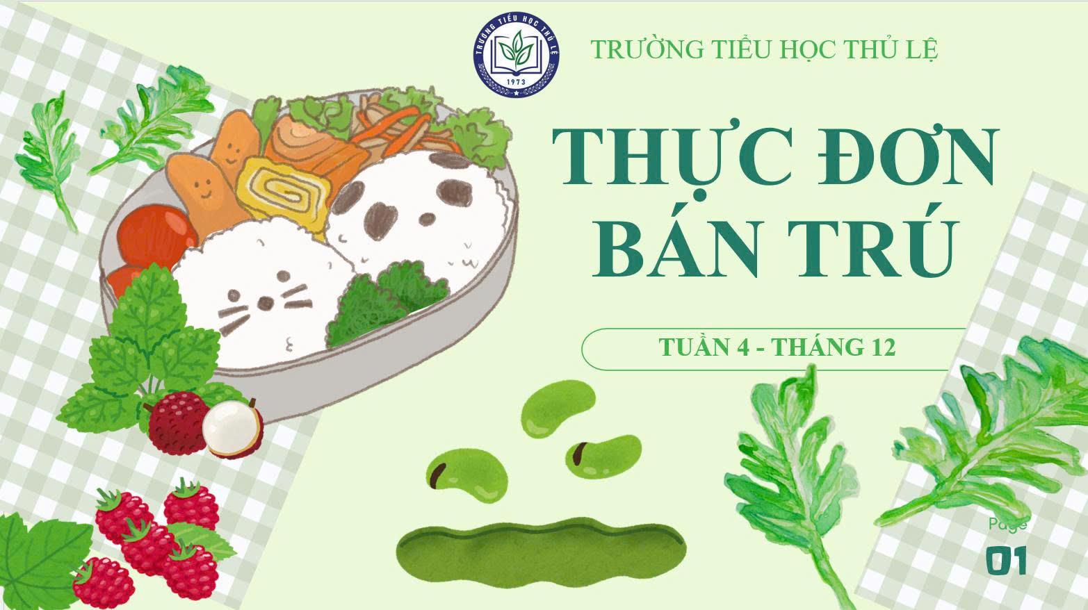 Thực đơn tuần 4 - Tháng 12/2025
