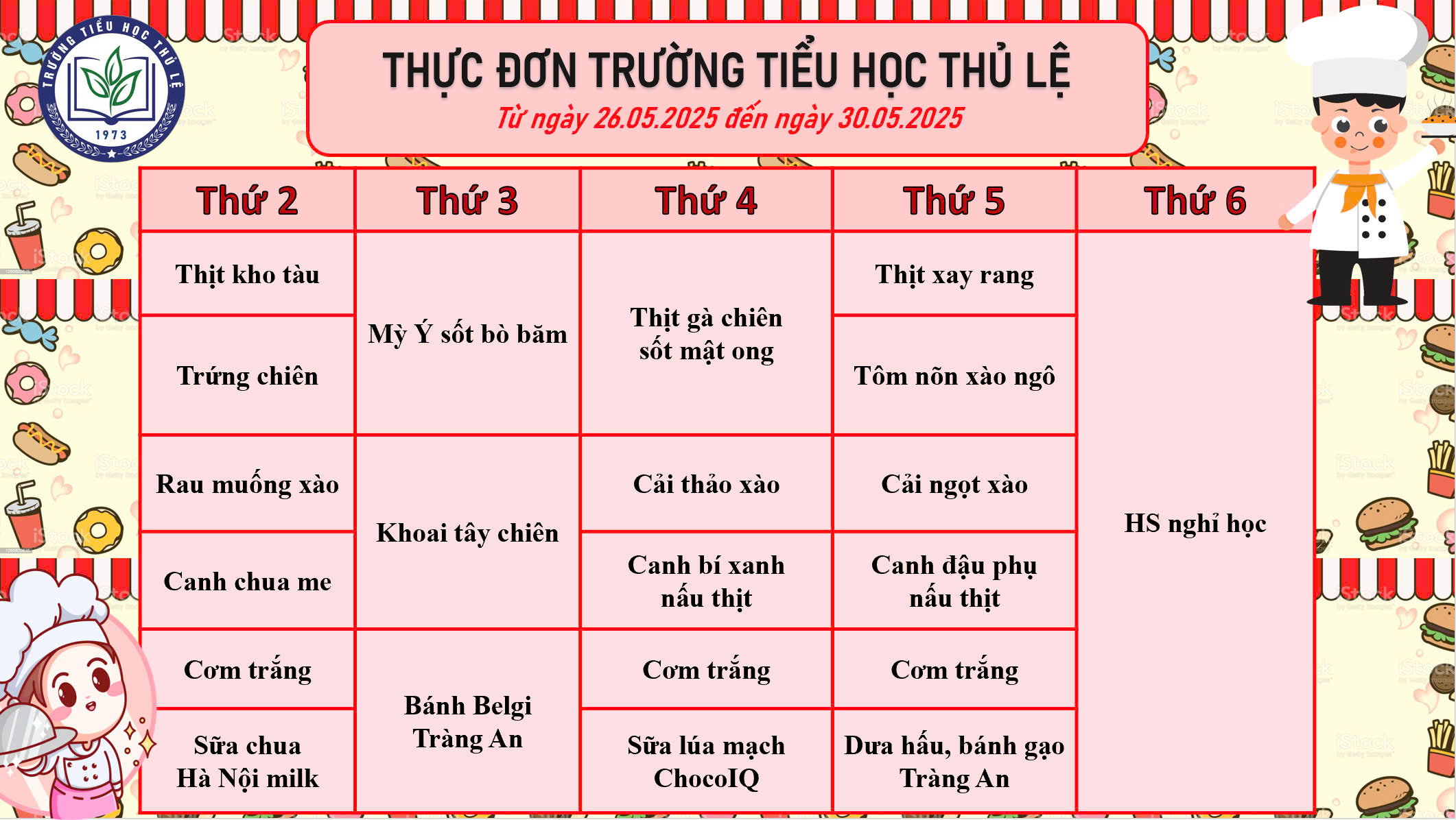 Thực đơn tuần 5 - Tháng 5/2024
