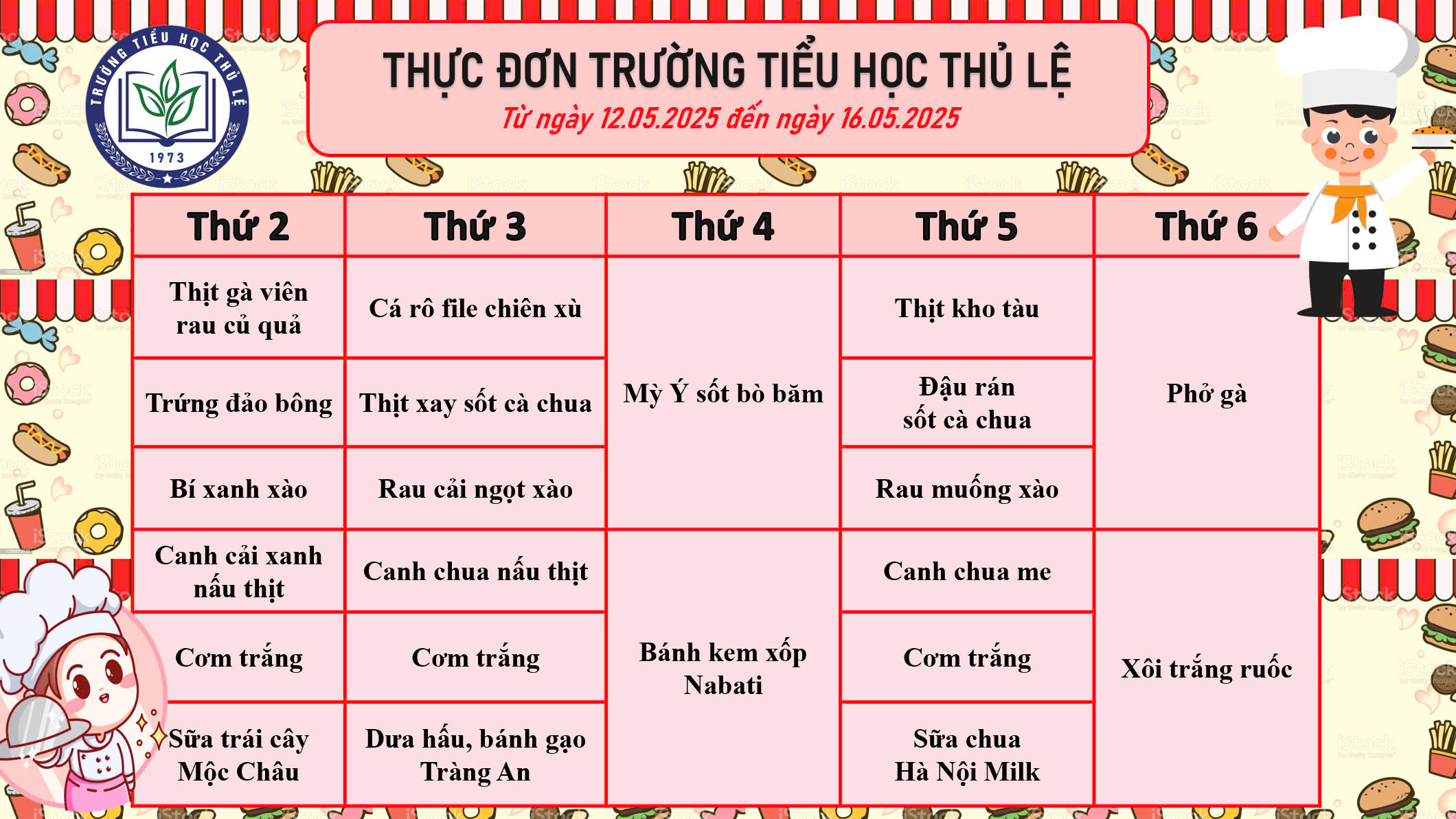 Thực đơn tuần 3 - Tháng 5/2025