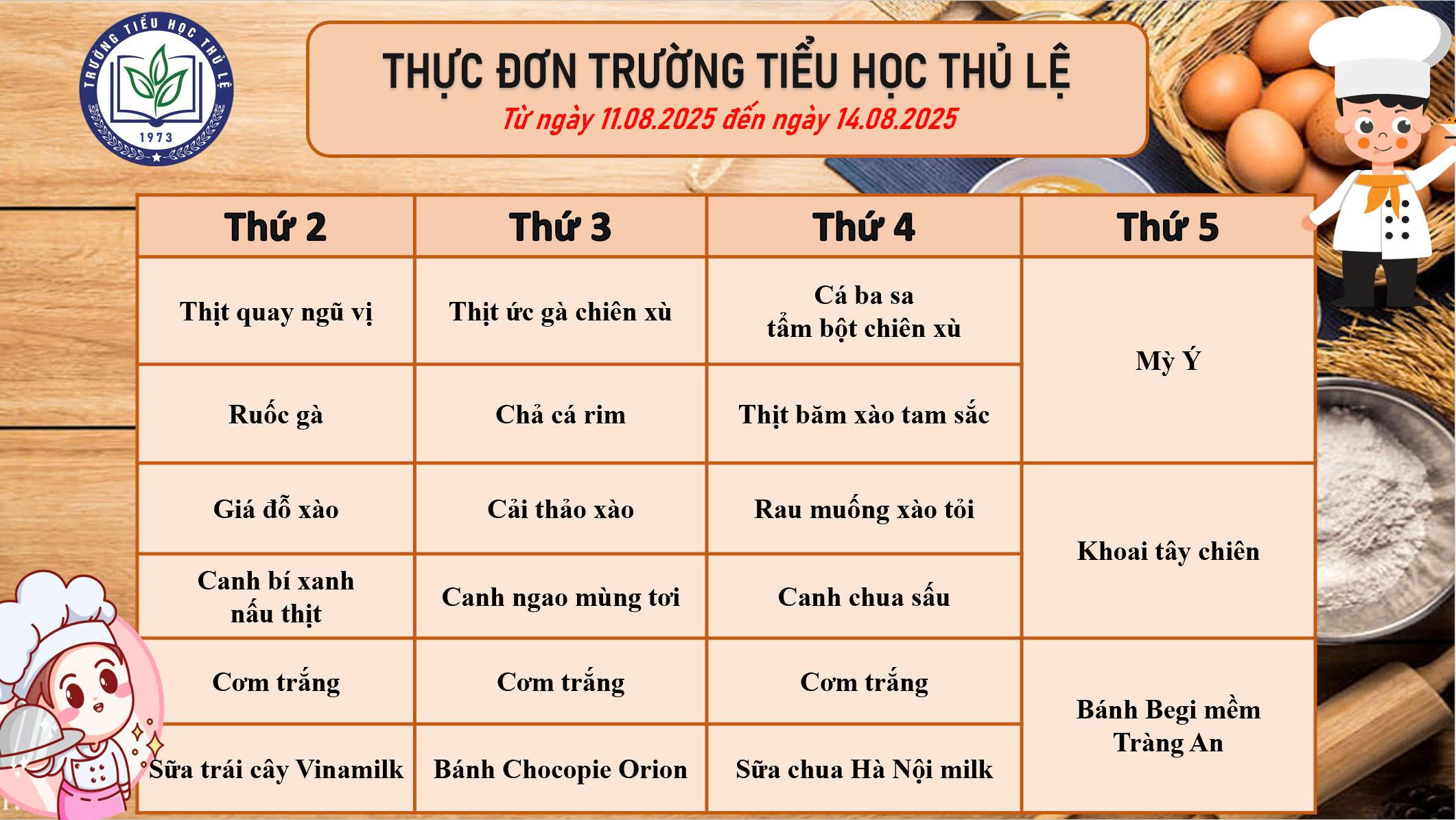 Thực đơn tuần 3 - Tháng 8/2025