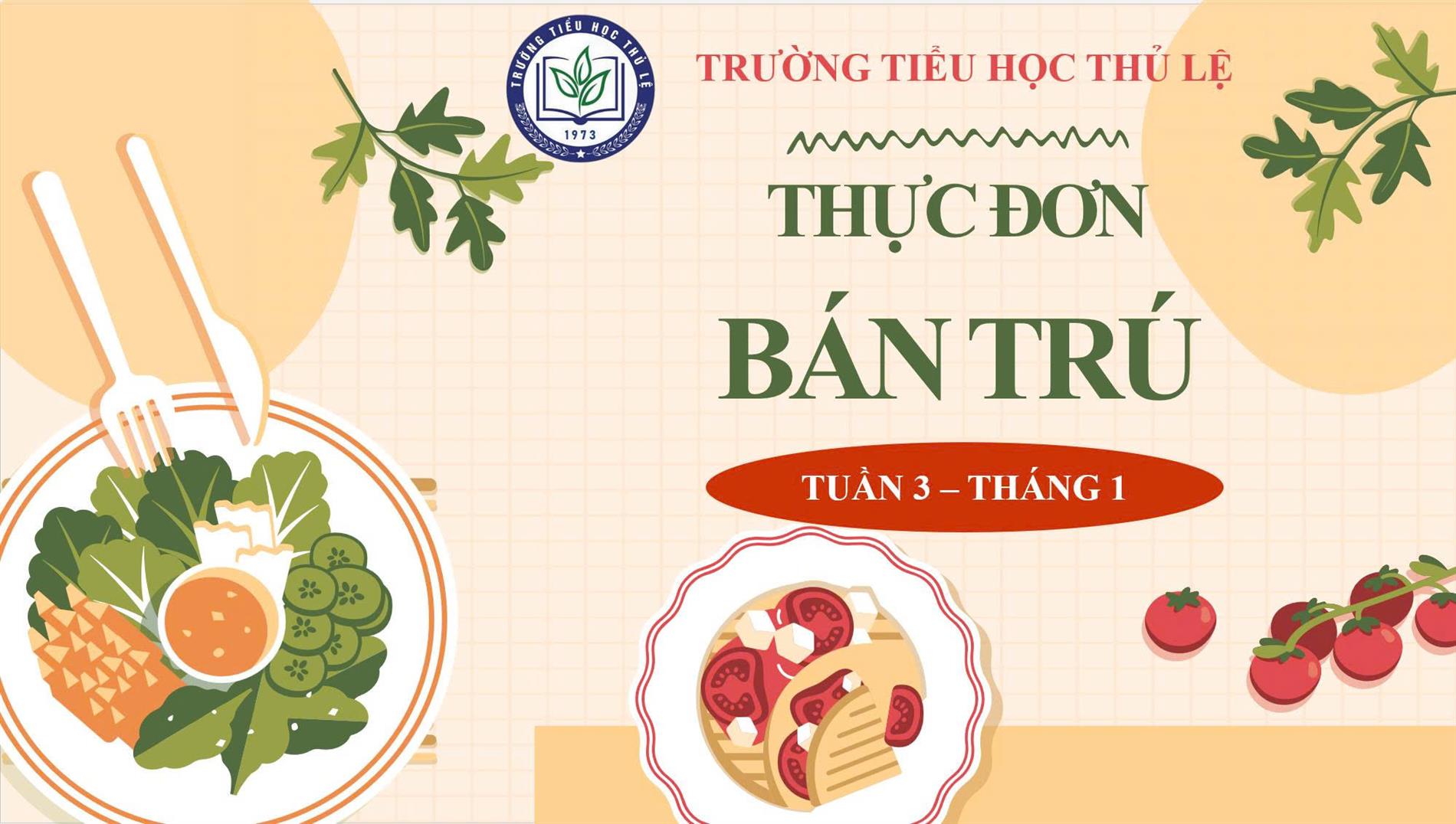 Thực đơn tuần 3 - Tháng 1/2026