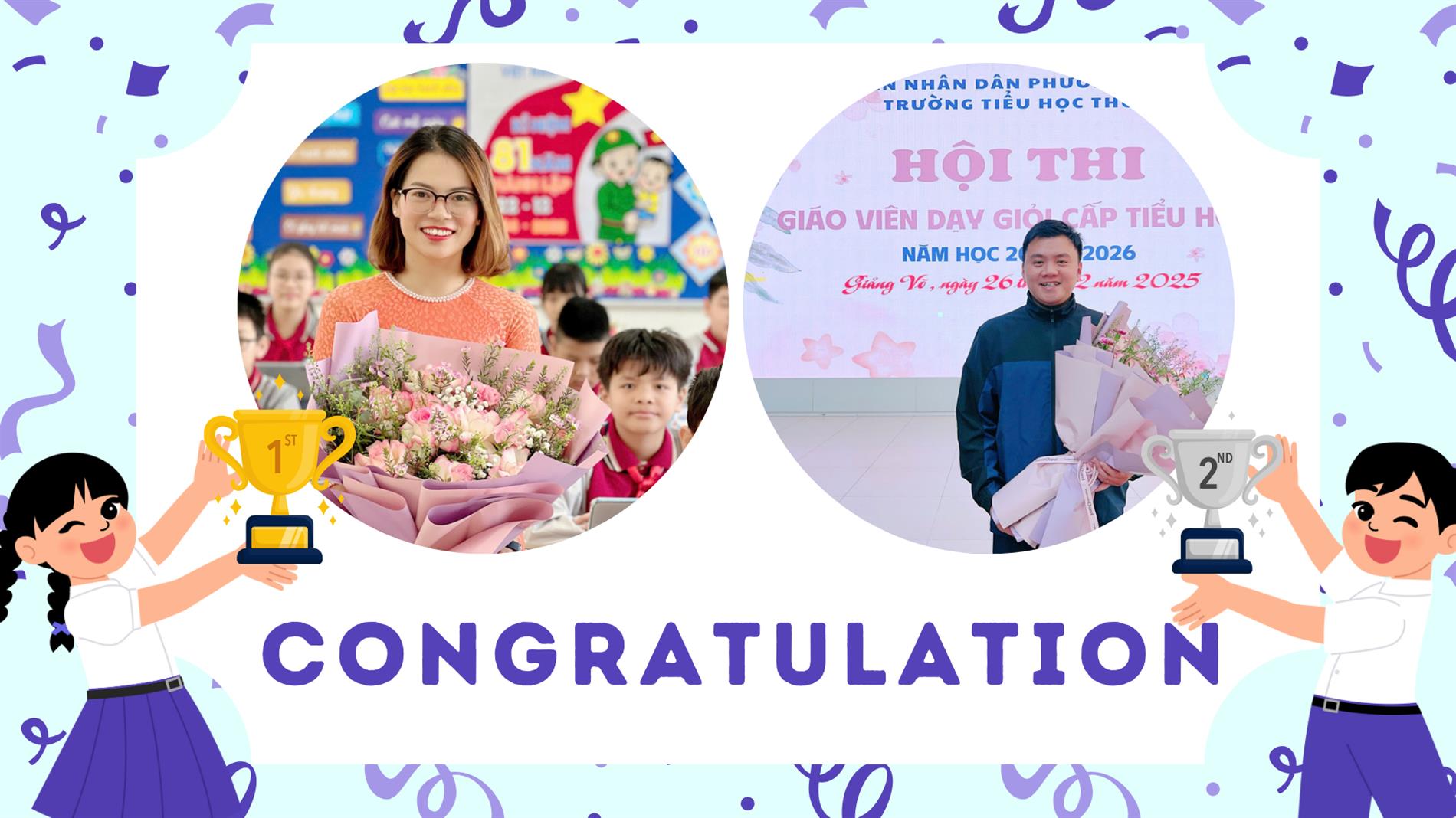 Chúc mừng thành tích xuất sắc của thầy, cô giáo trường Tiểu học Thủ Lệ trong Hội thi giáo viên giỏi cấp Tiểu học Phường Giảng Võ - Năm học 2025 - 2026