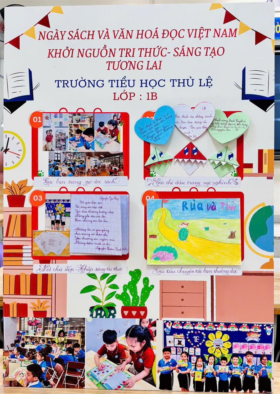 Cô và trò lớp 1B hưởng ứng Ngày Sách và Văn hóa đọc Việt Nam: Khơi nguồn tri thức – Chắp cánh tương lai