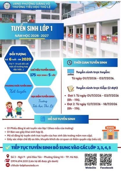 Thông báo tuyển sinh năm học 2026 - 2027