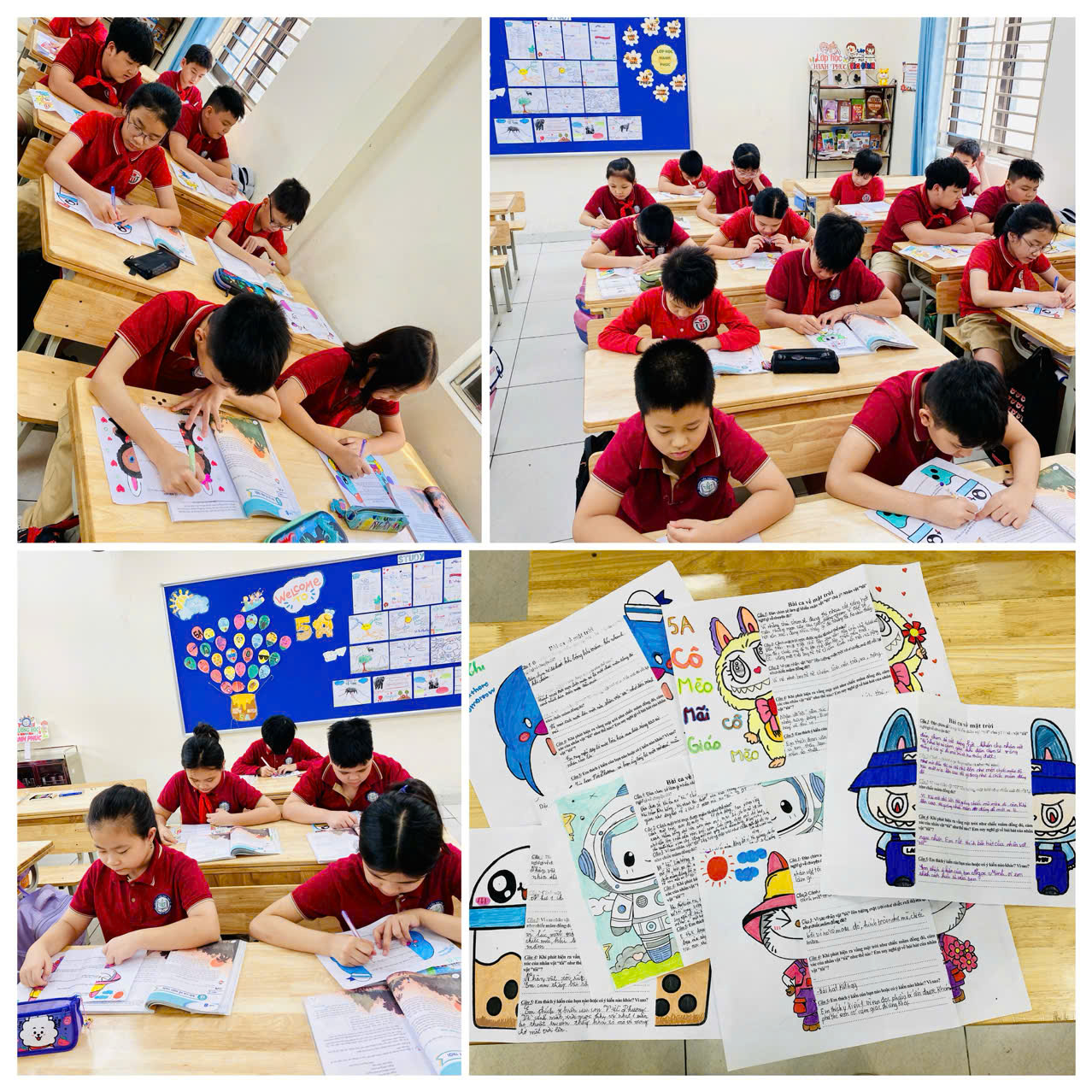 A collage of a group of children in a classroom
Description automatically generated