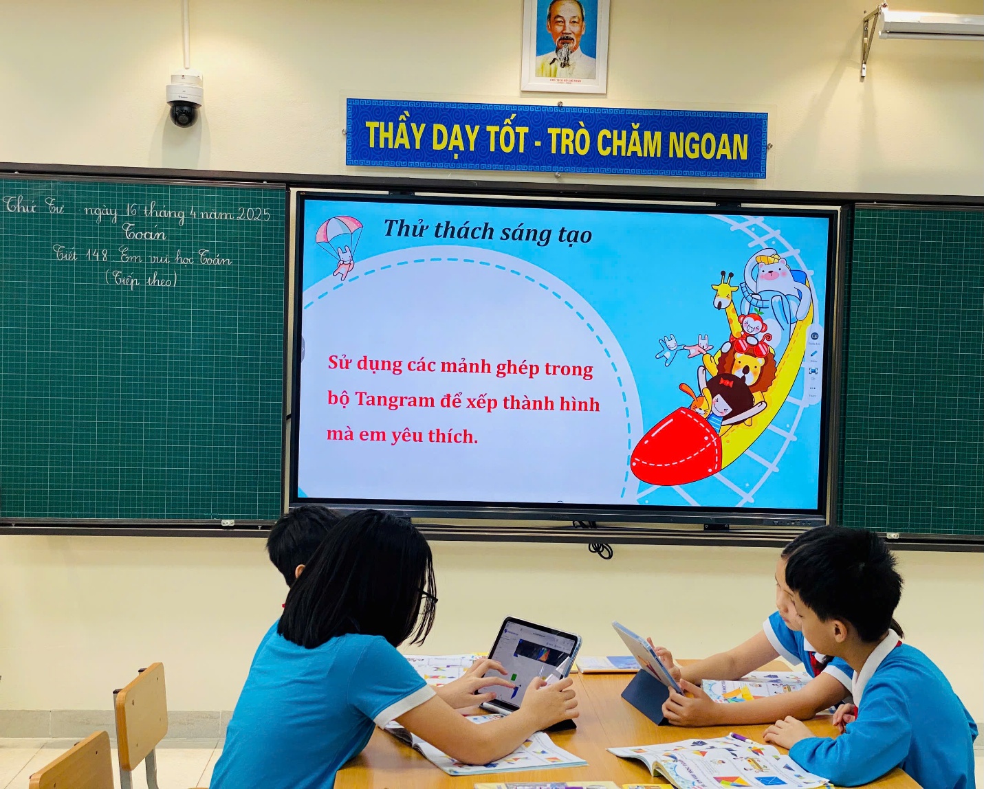 A group of children sitting at a table in front of a large screen

AI-generated content may be incorrect.